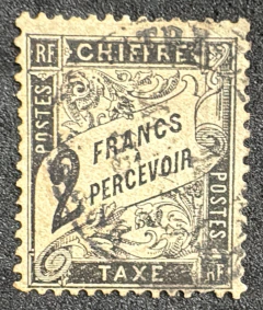 França (1881/84) Taxas, 2 francos, 2º melhor selo da série (Yvt#23) 900€