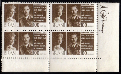 Brasil C 0539 Grão Duque e Grã-Duquesa de Luxemburgo Quadra 1965 NNN (a)