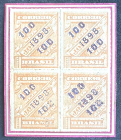 Jornal sobrestampado - RHM 115 - Quadra nova com 1 selo com sobrecarga dupla (115D) e outro com a sobrecarga apagada - 2