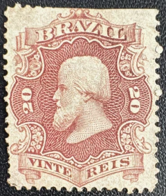 D. Pedro 20 réis picotado com goma azul (24C) - Novo - 320 Ufs