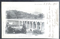 Cartão Postal - Rio de Janeiro - Aqueduc de Sainte Thereza - Marc Ferrez - Circulado para Paris - Porte de 100 réis Madr