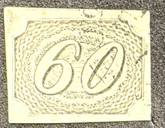 Império - Numeral Inclinado 60 réis, Tipo I, Papel Fino, Sem Pigmentos Azuis - RHM 6 A (4.500 Uf's) Com Certificado