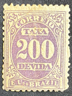 Taxa 200 Réis, fundo linhado horizontal - RHm X 22D - Novo - 70 Ufs.