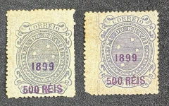 Cruzeiro Sobrestampado 500/300 - novos, dt. 13 - nas duas cores - violeta cinza e cinza ardózia 132 A e 132 Aa.