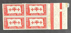 Variedade - Comemorativo - Recordação da partida de C. Colombo de Palos, 1492 -RHM c 58 C - Quadra com a variedade bande