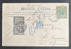 Madrugada - Cartão Postal de Parahyba do Norte enviado para França com porte insuficiente de 50 réis Madrugada, taxado e