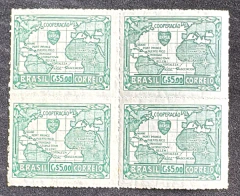 Variedades - Comemorativo (C-202B) - Quadra em papel tramado opaco Fil `O` vert.
