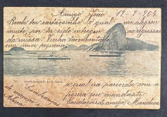 Cartão Postal - "Entrada da Barra - Rio de Janeiro", circulado do rio de Janeiro para Cidade Nova (RJ). Na tentativa de
