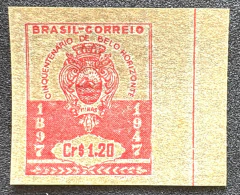 Prova em papel fino sem denteação e sem filigrana - Centenário de Belo Horizonte