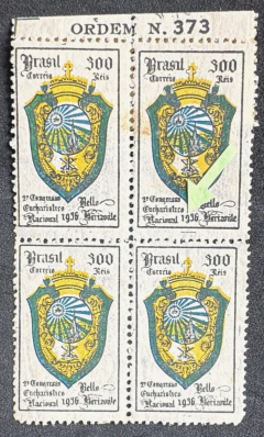 Comemorativo - Variedade - RHM 112 e 112A: 9 de 1936 simulando um 3 - Quadra nova!