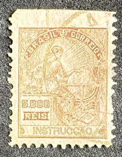 Brasil, Vovó, 5.000 réis - Variedade, Instrucção, Pardo, Sem picote Superior, (RHM#239), usado.