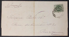 Capa de Sobrecarta com franquia isolada do selo de 100 réis "Cabeça Pequena" da Emissão "Casa da Moeda" circulada de Des