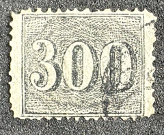 Brasil, Império - Numeral Vertical, 300 réis denteado, (RHM#17B), usado. COM CERTIFICADO DE EXPERTI
