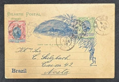 Bilhete Postal circulado em São Paulo (ida e volta) sem texto interno. Ambos os endereços são Caixa Postal 42, porém com