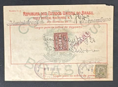 Brasil - História Postal (1920) Vale Postal Nacional postado na Administração de Pernambuco, em 07 d