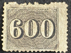 Numeral Inclinado 600 Réis, novo, denteado, com certificado - 4600 Ufs.