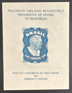 Bloco Roosevelt (B-12Bc) filigrana Castor inteiro - Novo!