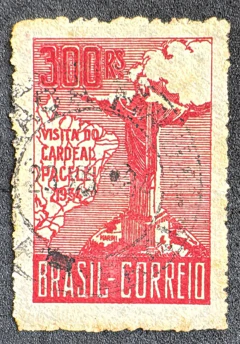 Brasil- Comemorativos - Pacelli 1° tiragem - 300 réis vinho usado - RHM C 78 - 220 Ufs.