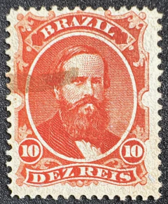 D. Pedro 10 Réis Barba Preta, usado, papel grosso - RHM 23G - 2000 Ufs (catálogo 2019), com certificado.
