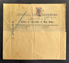 Brasil 1900 - Folha de endereçamento do Jornal do Comércio, circulada em 1900 do Rio de Janeiro para Cattas Altas do Mat