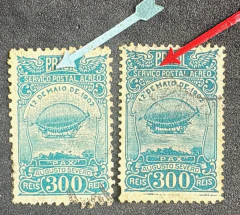 Variedade - Aéreos - 300 Réis - "B" partido - RHM 19B a A 19C - usados.