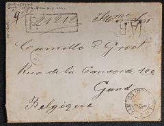 Envelope registrado com AR (aviso de recebimento) circulado de Santos (21 SET 1903) para Gand – Bélg  - comprar online