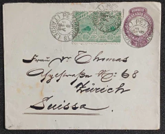 Envelope pré-franqueado circulado de Petrópolis (8 FEV 1905) para Zurique - Suiça (1. III. 05), tran 