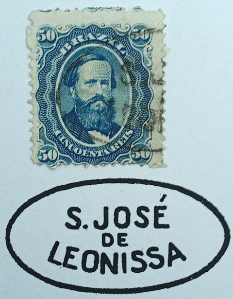 D. Pedro 50 réis denteado - Carimbo S. JOSÉ DE LEONISSA.