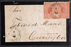 Envelope fúnebre circulado de Quatro Barras (5 JUL 1906) para Curitiba (5 JUL 1906) transportado por 