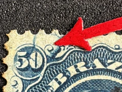 D. Pedro 50 Réis, chapa quebrada, com carimbo Mudo - RHM 25 DIII - 1000 Ufs (cat. 2019). - comprar online