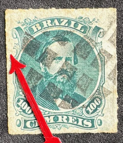 D. Pedro 100 Réis Perce, chapa quebrada - RHM 34 ADIII - 4000 Ufs - Coleção de referência Klerman Lopes.