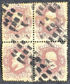 D. Pedro 20 Réis - RHM 24 - Quadra com carimbo mudo.