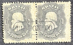 D. Pedro 200 Réis, cinzento RHM 28a, par com carimbo "RIO BONITO" 100% batido! 275 Ufs.