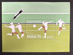 Brasil - Variedade - Bloco Copa do Mundo de 1974 - com a variedade no rosto do 1° jogador!