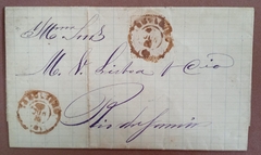 Sobrecarta completa de circulada de Tabuleiro/MG para o Rio de Janeiro em junho de 1888 porteada com