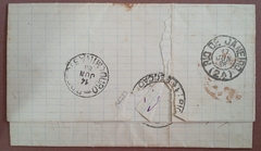 Sobrecarta completa de circulada de Tabuleiro/MG para o Rio de Janeiro em junho de 1888 porteada com - comprar online