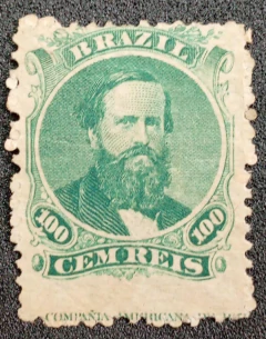 D. Pedro 100 réis denteado tipo 2 (27 AL) - Legenda Espanhol - Novo - 1000 Ufs