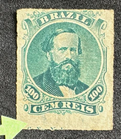 Legenda - D. Pedro 100 Réis Perce, tipo II, novo, com legenda - RHM 27 AL - 1000 Ufs.