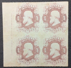 Múltiplos - D. Pedro 20 réis percé com legenda em inglês - Quadra nova.