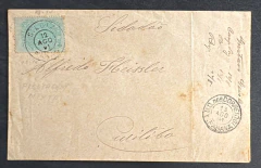 Envelope Circulado de S. Luiz para Curitiba em 1891, com porte de 20 Réis Cruzeiro do Sul, esmeralda, denteação mista