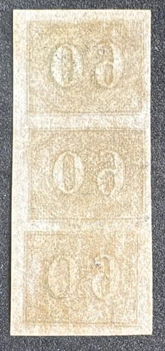 Numeral vertical 60 réis - Tira de 3 selos novos. - comprar online