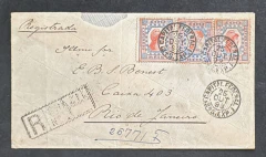 Tintureiro - Envelope Registrado, Circulado no Rio de Janeiro (1893) Porteado com 3 Selos Tintureiro, Sendo 2x 79 + 1x 7