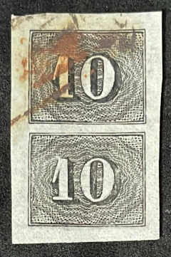 Numeral vertical 10 réis - Par vertical - Com pigmento azul (225 Uf's)