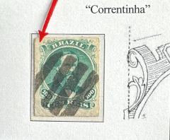 D. Pedro 100 Réis Barba Preta, Percê - "Correntinha" usado - RHM 34AC - 400 Ufs - Coleção de referência Klerman Lopes.
