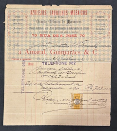Fiscais - Nota Fiscal de 1893 selada com selo de 200 réis Thesouro Nacional (Tintureiro).