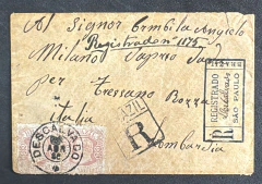 História Postal - Carta registrada, circulada de Descalvado para Lombardia em 1886, com trânsito em