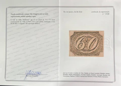 Numeral Inclinado 60 Réis, tipoII, em papel do "Olho de Boi", novo, com certificado - RHM 6D - 3000 Ufs. na internet