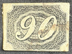 Numeral Inclinado 90 Réis - usado - papel de Olho de Boi, tipo I - - Coleção de referência Klerman Lopes! 3600 Ufs.