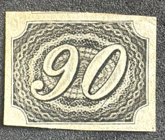 Numeral Incliando 90 Réis - novo - papel de Olho de Boi, tipoII - 12.000 Ufs - Coleção de referência Klerman Lopes.