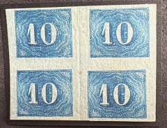 Numeral 10 réis azul - Linda Quadra nova - RHM 19 a1 - 1080 Ufs (proporção da cor azul claro)